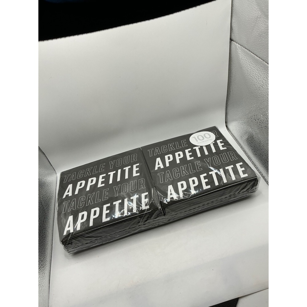 Amscan Tackle Your Appetite Black Football Party Napkins 100 Count 2-Ply 512925